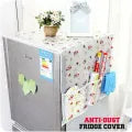 Fridge Dust Cover Waterproof Refrigerator Dustproof Cover with 6 Pocket Household Freezer Top Hanging Bag Fridge Storage Bag Organizer